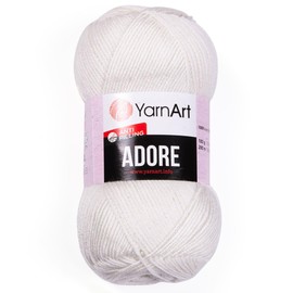 1 hilo de madeja Art Adore, hilo antibolitas, 100% acrílico antibolitas, 100 g (3.5 oz), 280 m (306 yd), 3 : Light-DK, blanco - 357