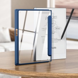 Xuanbeier Case for Remarkable 2 10.3 Inch Digital Paper 2020 Released Shell Transparent Back- Protective Book Folio Cover with Built-in Pen Holder,Darkblue