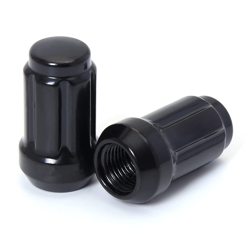 M12x1.25 Black 6 Spline Lug Nuts - Anti-Theft, 1.38" Long,