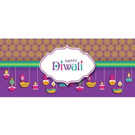 Happy Diwali Flowers And Candles PVC Party Sign Decoration