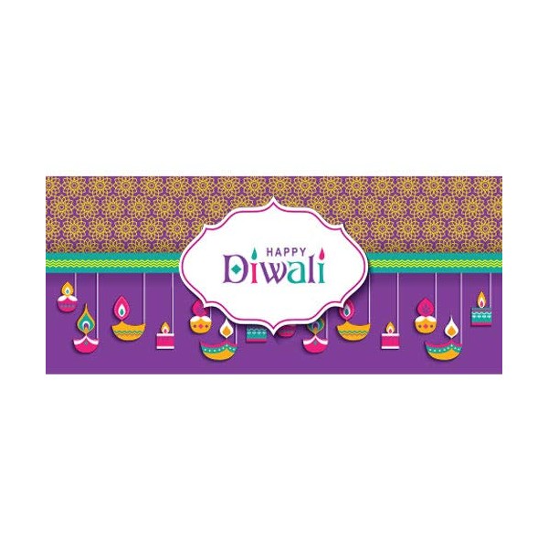 Happy Diwali Flowers And Candles PVC Party Sign Decoration