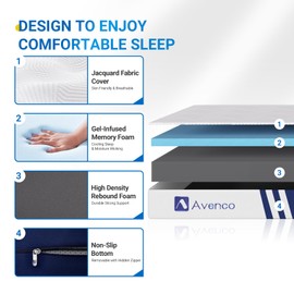 Avenco Folding Mattress Twin, Trifold 4 Inch Memory Foam for Guest Room/Caravan/Camping/Travel, Tri Folding Mattress Portable with Removable Cover & Non-Slip Bottom, 75"x39"x4"