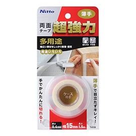 Nitoms T4530 Ultra Strong Double Sided Tape, Multi-Purpose (Thin) 0.6 inches (15 mm) x 0.5 ft (1.5 m)