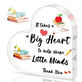 Teachers Gift for Women Men, Students Thanks Teacher'S Day Gift, Heart-Shaped Acrylic Plaque, Christmas Teacher Leave Gift