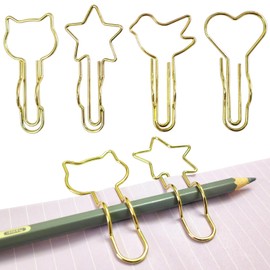 5WYOUKE Paper Clip, (New Model - Combination Design of Zem Clip and Pen Holder) Clip, Cute, Cat, Heart, Bird, Star, Bookmark, Metal, For Document Organizer, Invitations, Sticky Notes, Letters, Memo