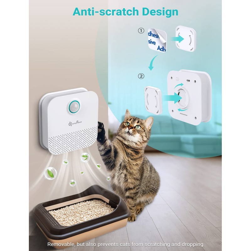 DownyPaws Cat Litter Deodorizer, Rechargeable 4000mAh Odor Eliminator Cat Litter
