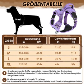 Eyein Dog Harness for Large Dogs, Adjustable, Breathable, Reflective, Padded and Breathable Chest Harness with Handle and Front Bar for Daily Training (Purple, XL)