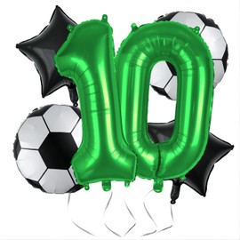 Soccer Balloons 10th Birthday Decorations for Boy, Soccer Birthday Party Supplies World Cup Soccer Party Decorations Foil Mylar Green 10 Soccer Sports Theme Party Supplies Favors Anniversary Decor