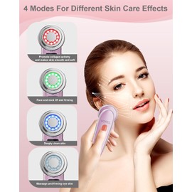 Face Massager Electric Face Lifting 4 in 1 Facial Massager Anti Aging Skin Tightening Firming Skin Care Tools (Pink2)