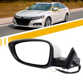 Dasbecan Left Driver Side Door Mirror Compatible with Honda Accord LX Sport 1.5T 2018-2022 Power | Non-Heated | Paint to Match Repalces# HO1320328 76258-TVA-A02, Rear View Mirror (3Pins-White)