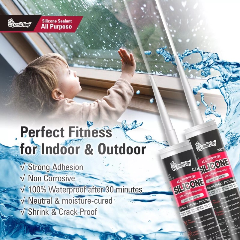 Smartbuy All Purpose 100% Clear Silicone Sealant Adhesive For Glass