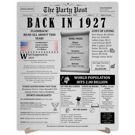 97th Birthday Party Decorations Poster - 97 Years Ago Anniversary Card for Women and Men. Back In 1927 Home Decor Supplies for Her or Him Turning 97 Years Old. 11 x 14 In Birthday Retro Card.