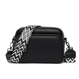 NOTAG Women's Shoulder Bag, PU Leather Handbag, Women's Small Shoulder Bag with Removable Wide Shoulder Strap, black