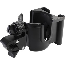 Universal Stroller Cup Holder with Phone Holder, 360°Rotatable Bottle Holder with Strong Clip, Accessories for Stroller, Bike, Wheelchair, Walker, Scooter