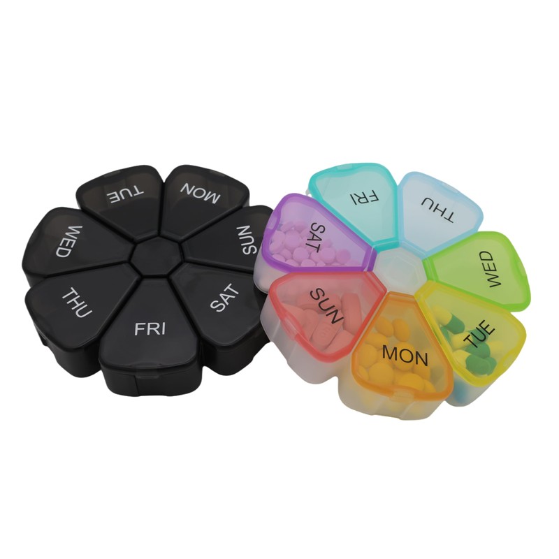 7 Day Weekly Pill Round Organizer, ShysTech Large Pill Case