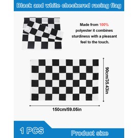 JUKOTA 1 x Motorsport Checked Flag 90 x 150 cm, Target Flag, Racing Flag, Black and White Racing Flag, Bright Colours with Brass Eyelets, Target Flag for F1 Cycling Race, Bar, Party Decoration