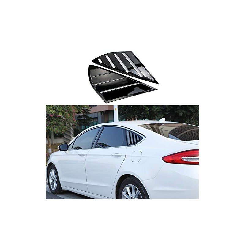 ruihe 2pc Shiny Black Rear Quarter Panel Window Side Louvers