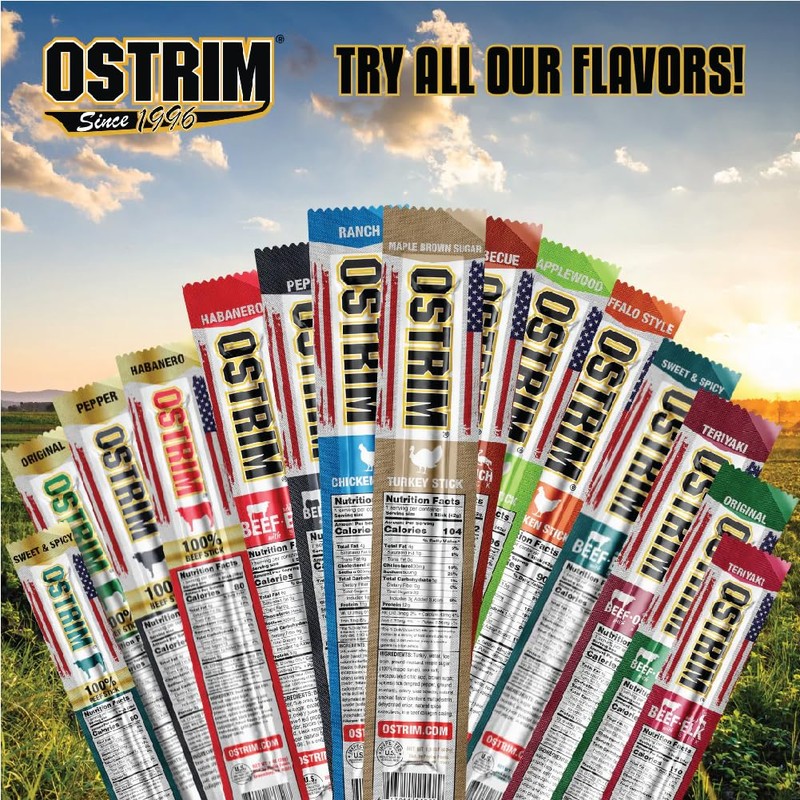 Ostrim (1.5oz) Beef & Ostrich High Protein Snack Stick, (Original