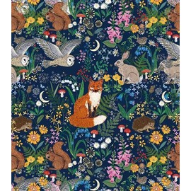 Forest Animal Plants wallpaper Peel and Stick Rabbits Fox Squirrel Owl Green Hedgehog Leaf Self Adhesive Removable Easy Peel Off floral Contact Paper Stick on wallpaper Renter Friendly 17.71"x118.1"