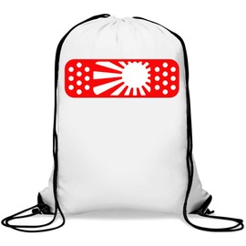 JDM Band Aid Japan Rising Sun Red Art Gym Sack Casual Drawstring Bag, White