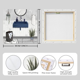 ARTINME Set of 3 Bathroom Wall Art Bath Tub Painting Picture Bathroom Wall Decor Framed Ready to Hang 12x12 inch