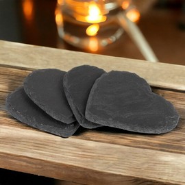 MIJOMA Set of 4 Slate Coasters - For the Ultimate Expression of Your Taste and Style - Stylish and Tactile (Heart Shape)