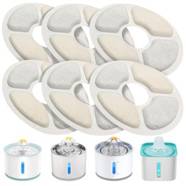 Hiumotan Cat Water Fountain Filters, 6 Pack Replacement for 2-2.5L Pet Fountain, Triple Action With Urinary System Protective Resin, Activated Carbon
