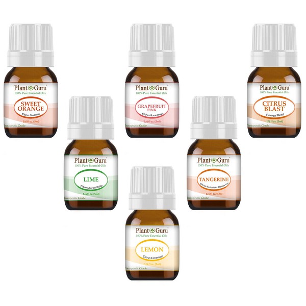 Citrus Essential Oil Set 6 - 5ml 100% Pure Natural Therapeutic Grade Oils, Blend