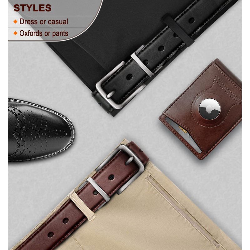 Bulliant Men's Belt Leather Reversible Belt 30 mm One Belt