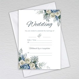 Pack of Wedding Invitations with Envelopes: Dusty Blue Wedding Invites (Pack of 50 with Envelopes)