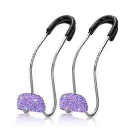 SAVORI Purse Holder for Car, Bling Car Hooks Organization Rhinestones Auto Back Seat Headrest Metal Hanger Organizer for Bags 2PCS (Purple)