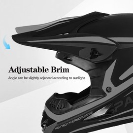 Youth Kids Motocross Helmet, Adult ATV Dirt Bike Helmet, Off-Road BMX 6-Wheeler Full Face Motorcycle Helmet W/Goggles Gloves & Mask, DOT Approved, Gray, L