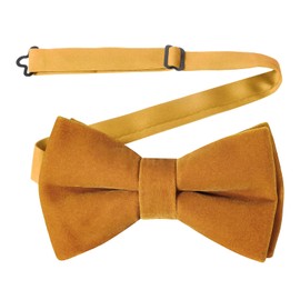 HOULIFE Men's Bow Tie, Adjustable Velvet Bow Tie, Pre-Tied Bow Tie, Plain Bow Ties with Butterflies for Groom Wedding Formal with Gift Box (Double Layer), yellow