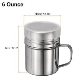 sourcing map 2pcs Salt Dredge Shakers 6 Ounce Stainless Steel Spice Shakers with Handle and Lid for Salt Sugar Flour