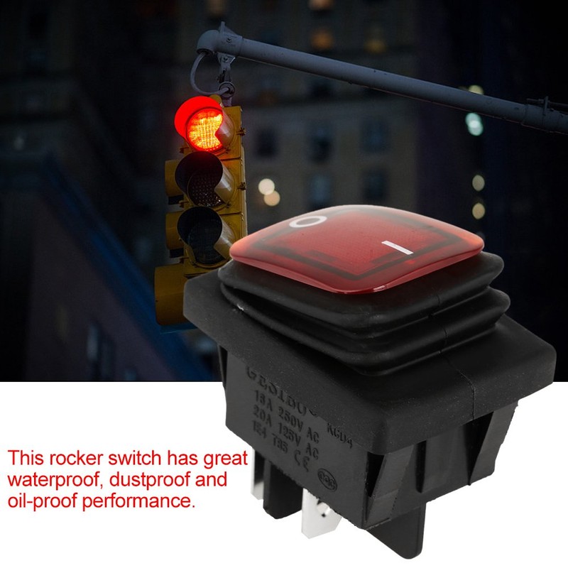 Pack of 4 Switch with Indicator Light, SPST ON-OFF Rocker