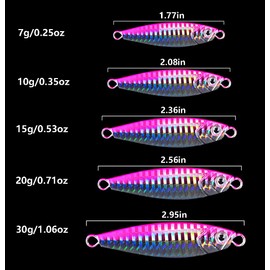 Dyxssm Jigs Fishing Spoons Hard Lures Spinners Jigging Bait 7g 10g 15g 20g 30g (Pack of 6)