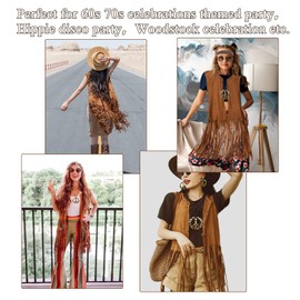 Hippie costume, hippie clothing ladies, hippie costume women, 60s 70s clothing, women's hippie vest, hippie accessories, glasses, chain, hair band, earrings, disco outfit, hippie fancy dress costumes