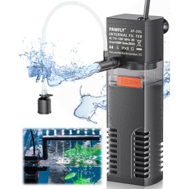 Pawfly Internal Aquarium Filter, Submersible Power Filter with 55 GPH Water Pump for 3 to 10 Gallon Fish Tanks Filtration Circulation and Oxygenation