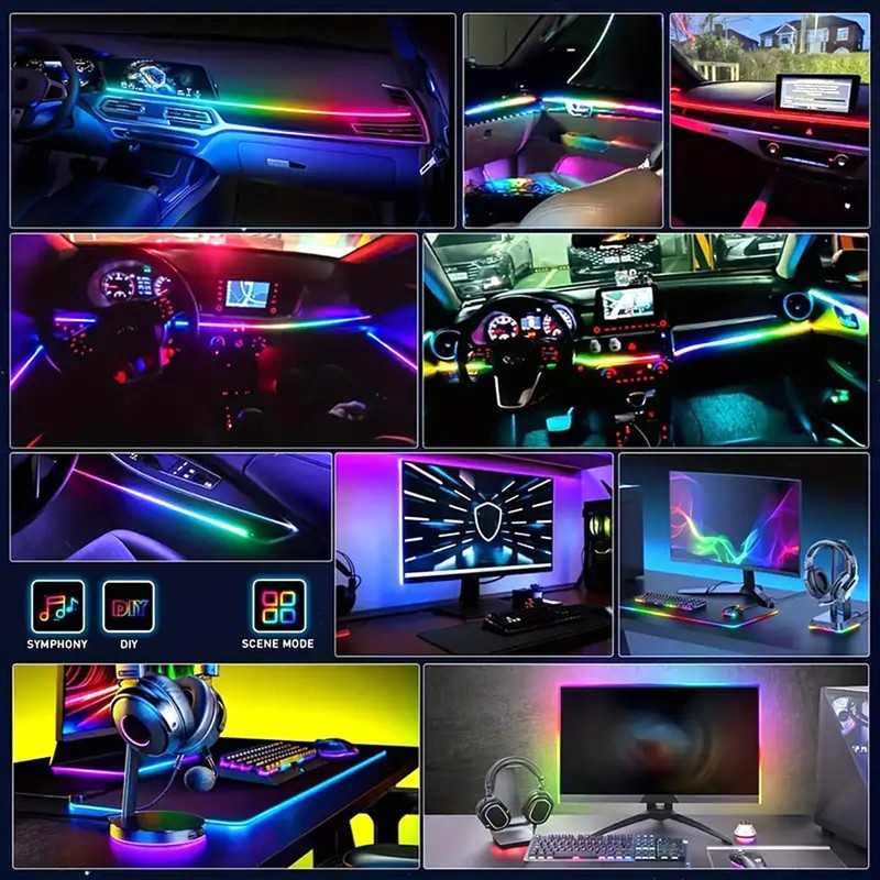 FIVAVA Ambient Lighting Car, LED Interior Lighting for Car with