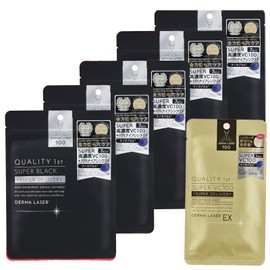 クオリティファースト(Quality 1st) ダーマレーザー スーパーブラック マスク (3個セット) 黒ずみ 毛穴ケア (ナイアシンアミド / 4種のビタミンC) 日本製 シートマスク/EXスーパーVC 1枚付き