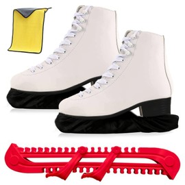 DAZZTIME Protezioni per Lame per Pattini da Ghiaccio,1paio di Protezione Regolabile in Plastica+1paio Skate Cover+1asciugamano,Copertura Universale per Lame per Pattini da Ghiaccio Protezioni.