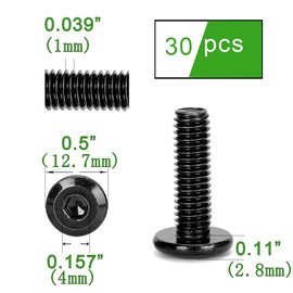 30pcs M8x20mm x1.25mm Flat Round Head Hex Socket Cap Screws Bolts, 304 Stainless Steel 18-8, Furniture Bolts Full Thread, Black Oxide Finish (M8x20mm)