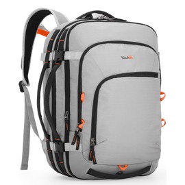 Tolaccea Travel Backpack, TSA Friendly Flight Approved Carry-on Luggage Water-resistant Business Rucksack, Durable Large Computer Bag Daypack Fits 15.6 Inch Laptop, 35-45L Expandable - Grey