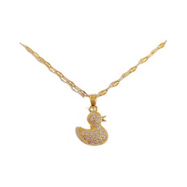 Cykdohy Cute Duck Cubic Zirconia Pendant Necklace for Women Stainless Steel Crystal Delicate Animal Choker Adjustable Chain Simple Dainty Necklaces Fashion Jewelry for Girlfriend Mom Animal Lovers