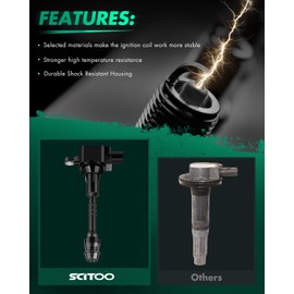 SCITOO Ignition Coil Coils Pack fits for Nissan Sentra 1.8L 2002 2003 2004 2005 2006 for Nissan Almera 1.8L 2001 2002 2003 2004 2005 UF351 UF-548 5C1394 set of 4