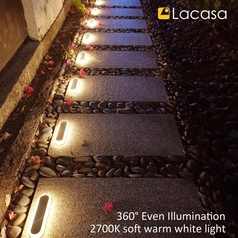 Lacasa Solar Deck Lights, 4 Pack 40LM Solar Powered Step