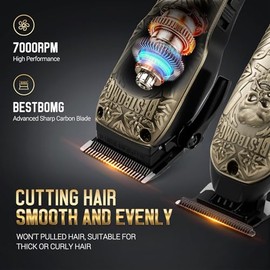 BESTBOMG® Hair Clippers for Men, Professional Hair Clippers, Beard Trimmer& Rechargeable Shaver Set, Metal T-Blade, LED Display, Barber Hair Cutting Kit for Men Grooming & Gifts, BS-807E (Bronze)