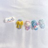 [Premium handmade embossed nails] Angel dog nails - Almond Egg