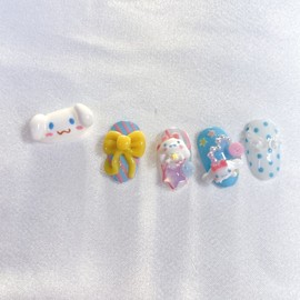 [Premium handmade embossed nails] Angel dog nails - Almond Egg / [프리미엄 수제 엠보 네일] 엔젤 강아지 네일 - 아몬드에그