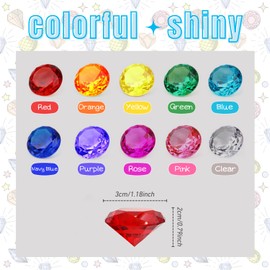 NLR FUN [3 cm, 50 pieces acrylic diamond gemstones, ten colours in equal quantities. Festive party home decor. Treasure hunting toy|gift bag filler, gift for birthday/Christmas/Easter prizes